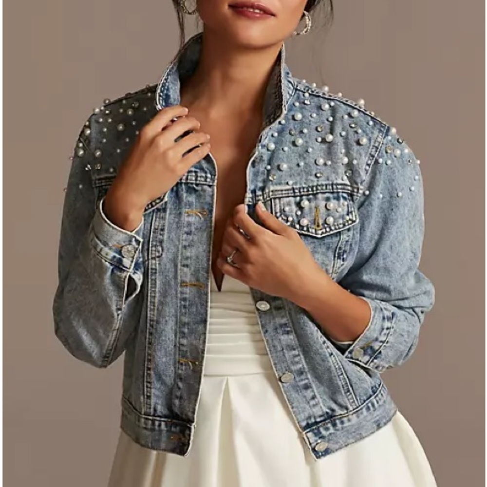 DB Studios Wifey Embellished Denim Jacket Sz. XS‎